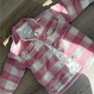 Joe Fresh x Jillian Harris Pink and Cream Checkered Jacket